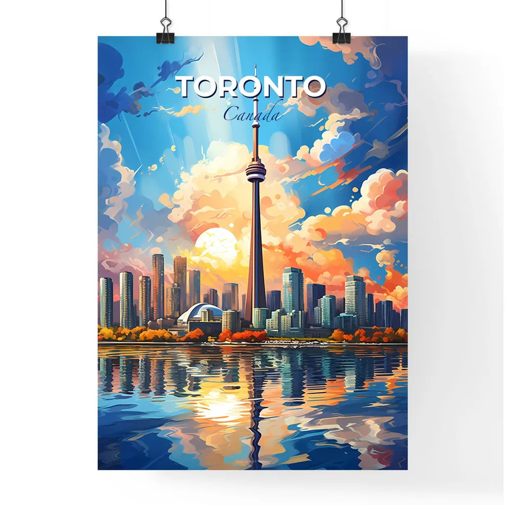 Toronto Canada Skyline - A City Skyline With A Tall Tower And A Body Of Water - Customizable Travel Gift Default Title