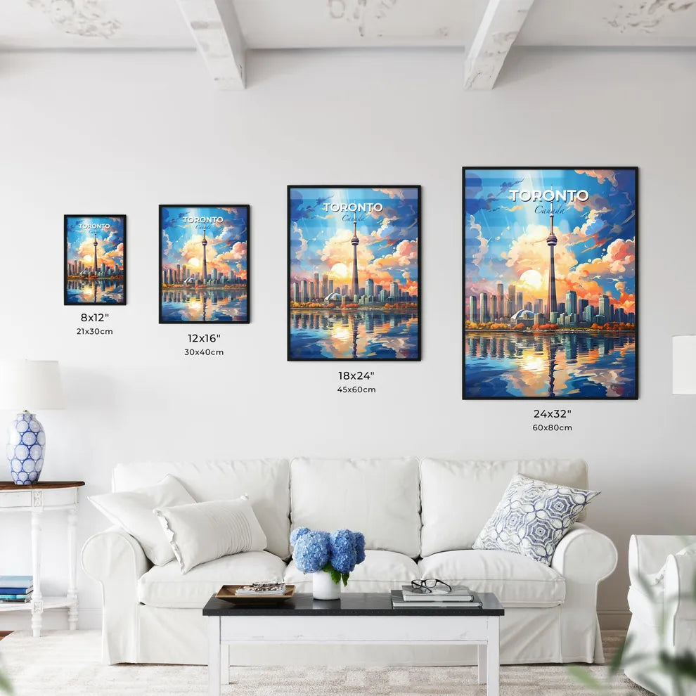 Toronto Canada Skyline - A City Skyline With A Tall Tower And A Body Of Water - Customizable Travel Gift Default Title