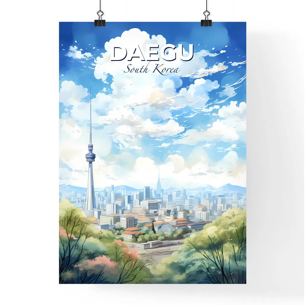 Daegu South Korea Skyline - A City Landscape With A Tall Tower - Customizable Travel Gift Default Title