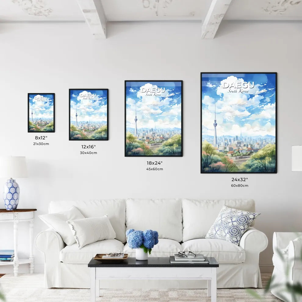 Daegu South Korea Skyline - A City Landscape With A Tall Tower - Customizable Travel Gift Default Title