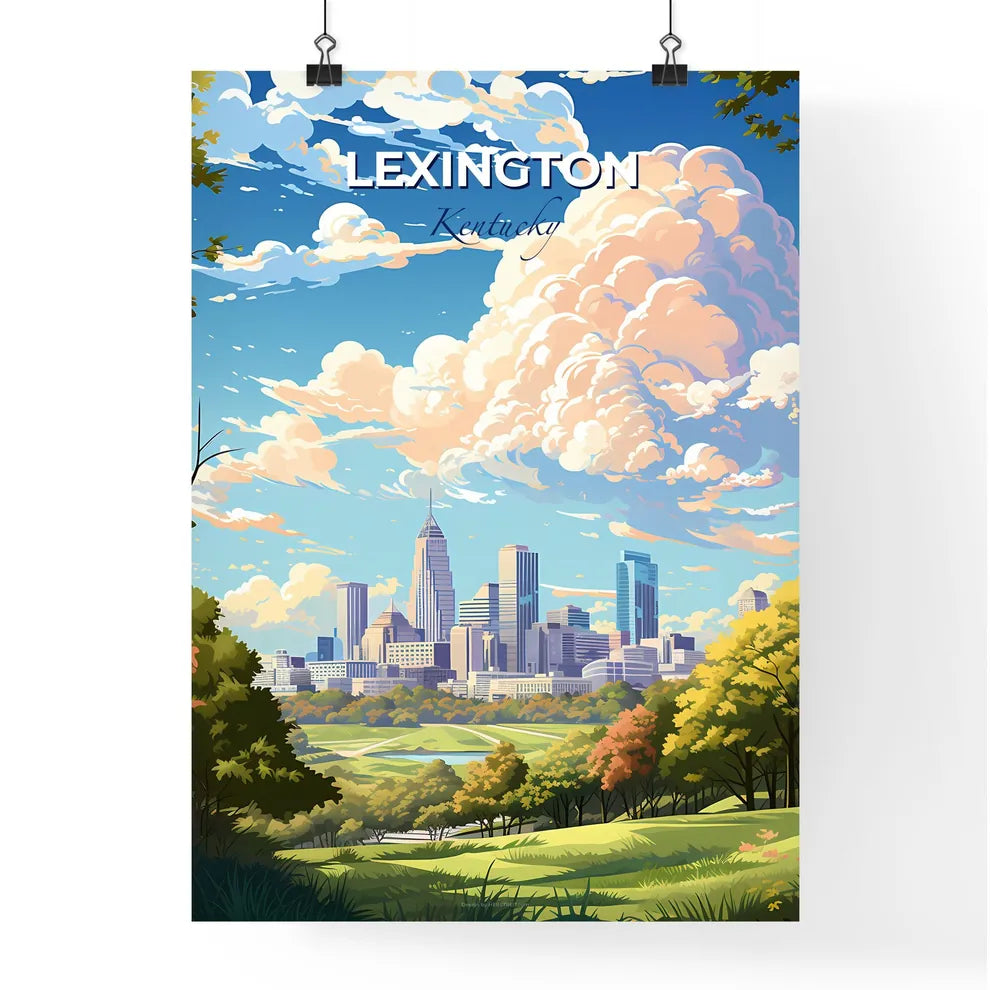 Lexington Kentucky Skyline - A City Landscape With Trees And Clouds - Customizable Travel Gift Default Title