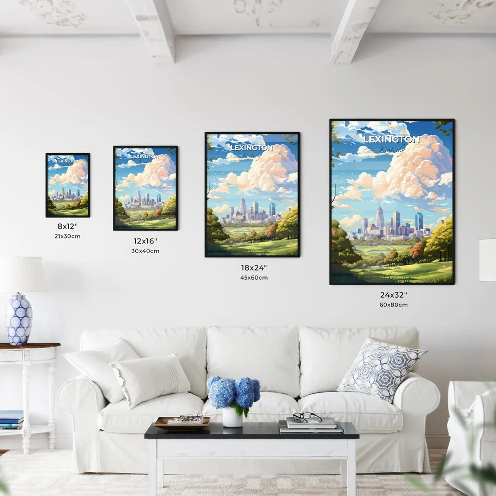 Lexington Kentucky Skyline - A City Landscape With Trees And Clouds - Customizable Travel Gift Default Title