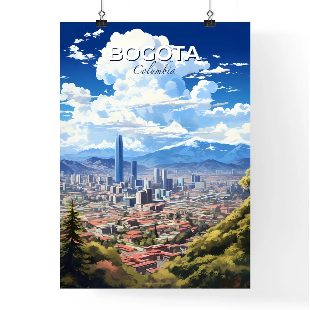 Bogota Columbia Skyline - A City With Trees And Mountains In The Background - Customizable Travel Gift Default Title