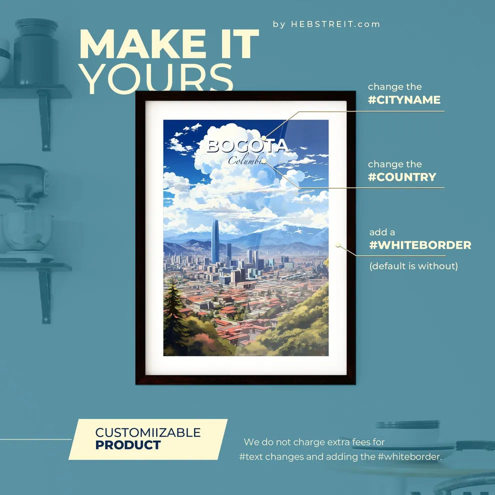Bogota Columbia Skyline - A City With Trees And Mountains In The Background - Customizable Travel Gift Default Title