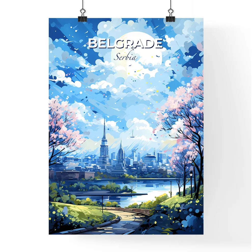 Belgrade Serbia Skyline - A Landscape Of A City With Trees And A River - Customizable Travel Gift Default Title