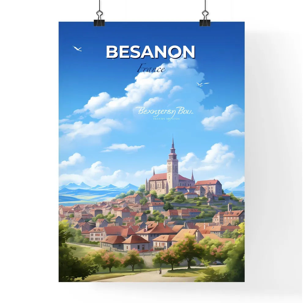 Besanon France Skyline - A Town With A Tower And Trees - Customizable Travel Gift Default Title
