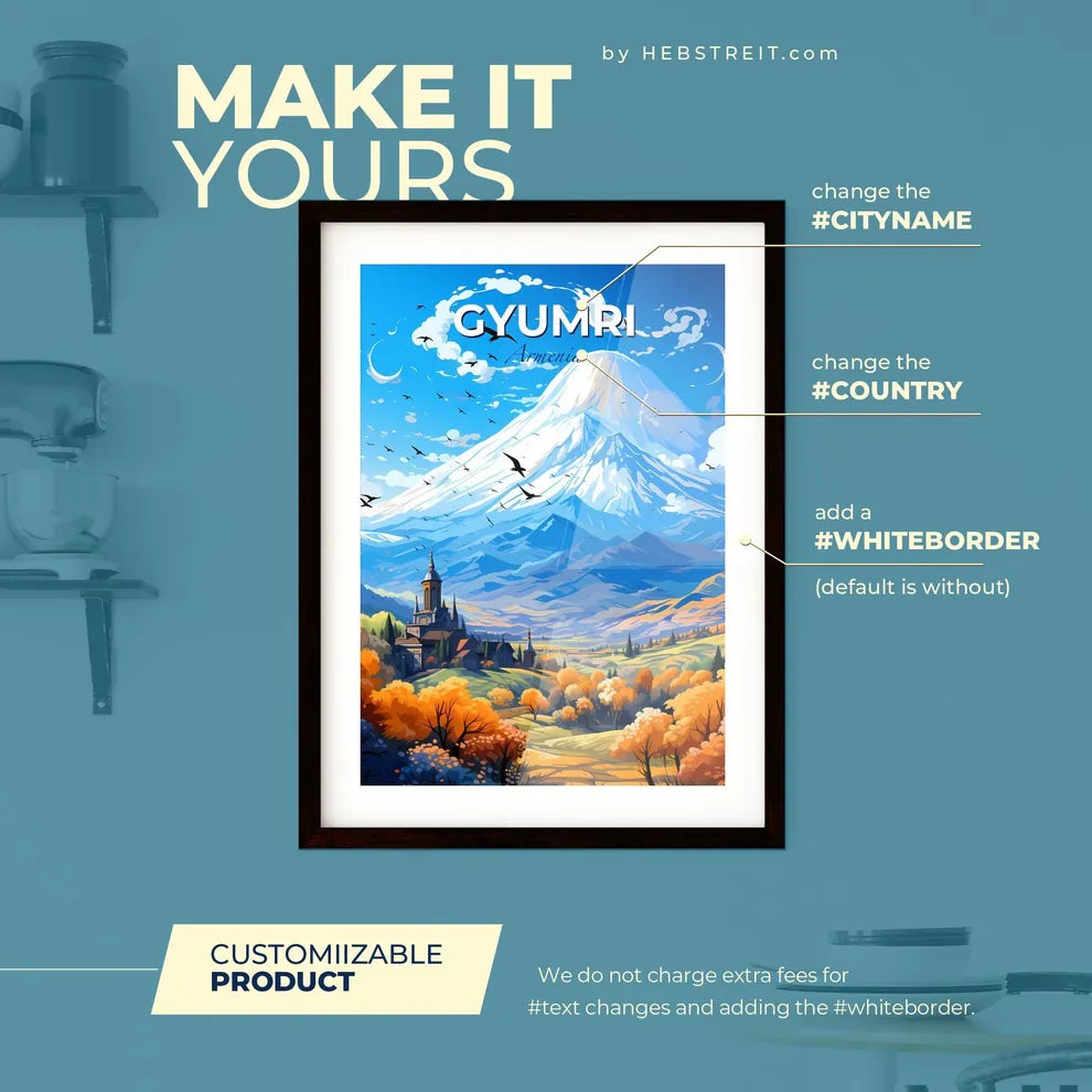 Gyumri Armenia Skyline - A Mountain With A C Framed Print