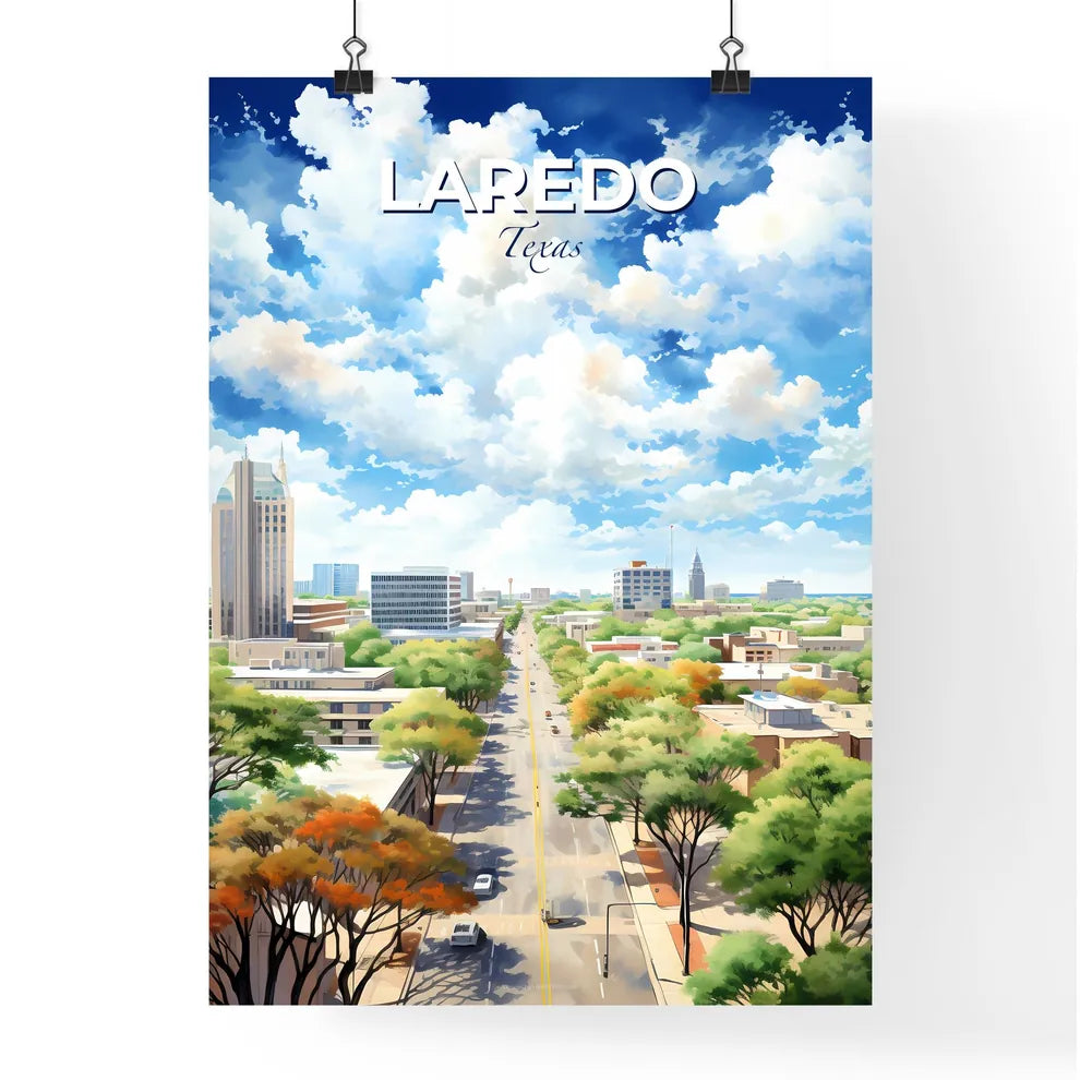 Laredo Texas Skyline - A City With Trees And Buildings - Customizable Travel Gift Default Title