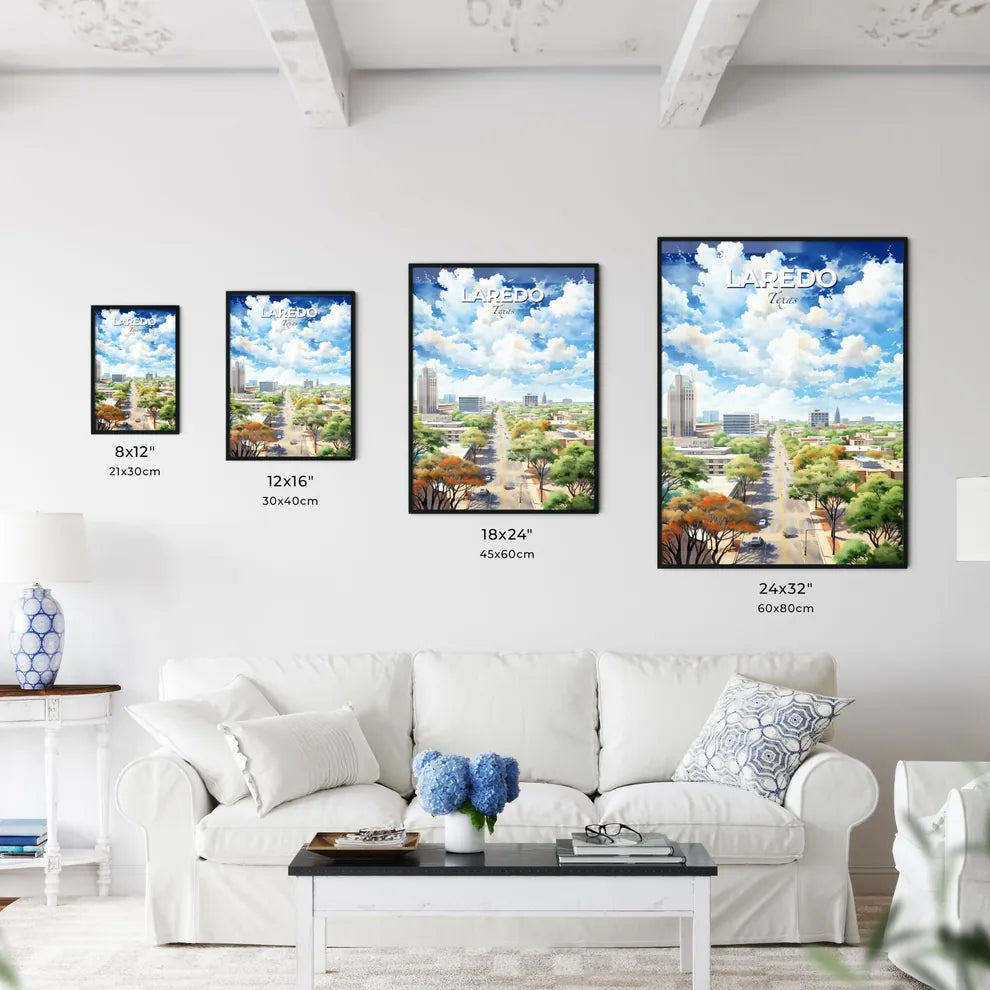 Laredo Texas Skyline - A City With Trees And Buildings - Customizable Travel Gift Default Title