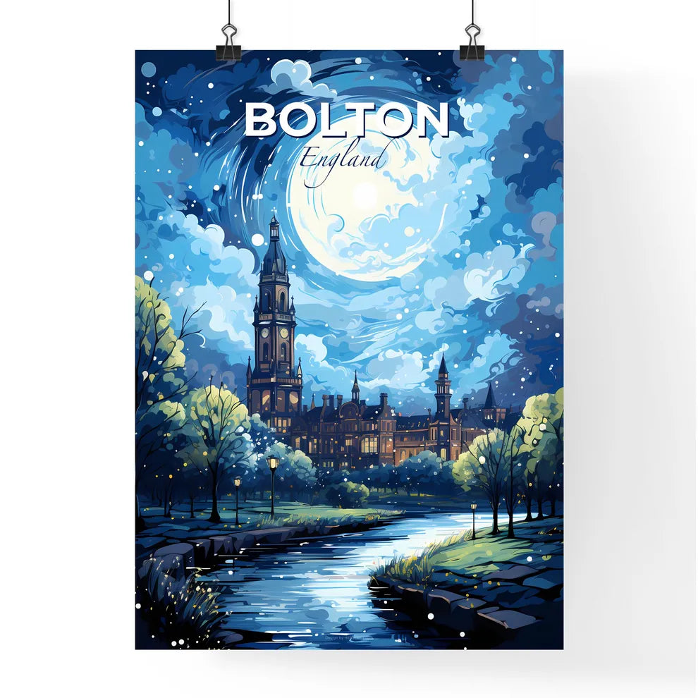 Bolton England Skyline - A Painting Of A Castle And A River - Customizable Travel Gift Default Title