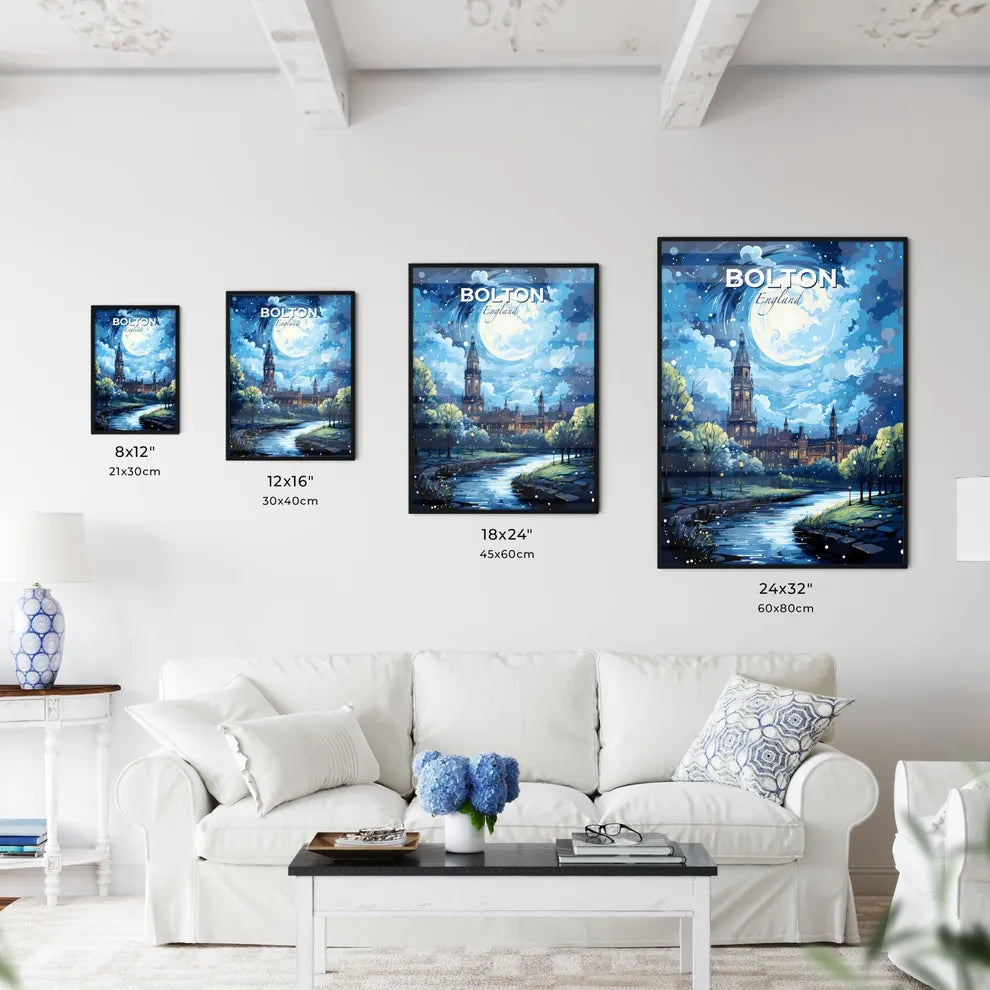 Bolton England Skyline - A Painting Of A Castle And A River - Customizable Travel Gift Default Title