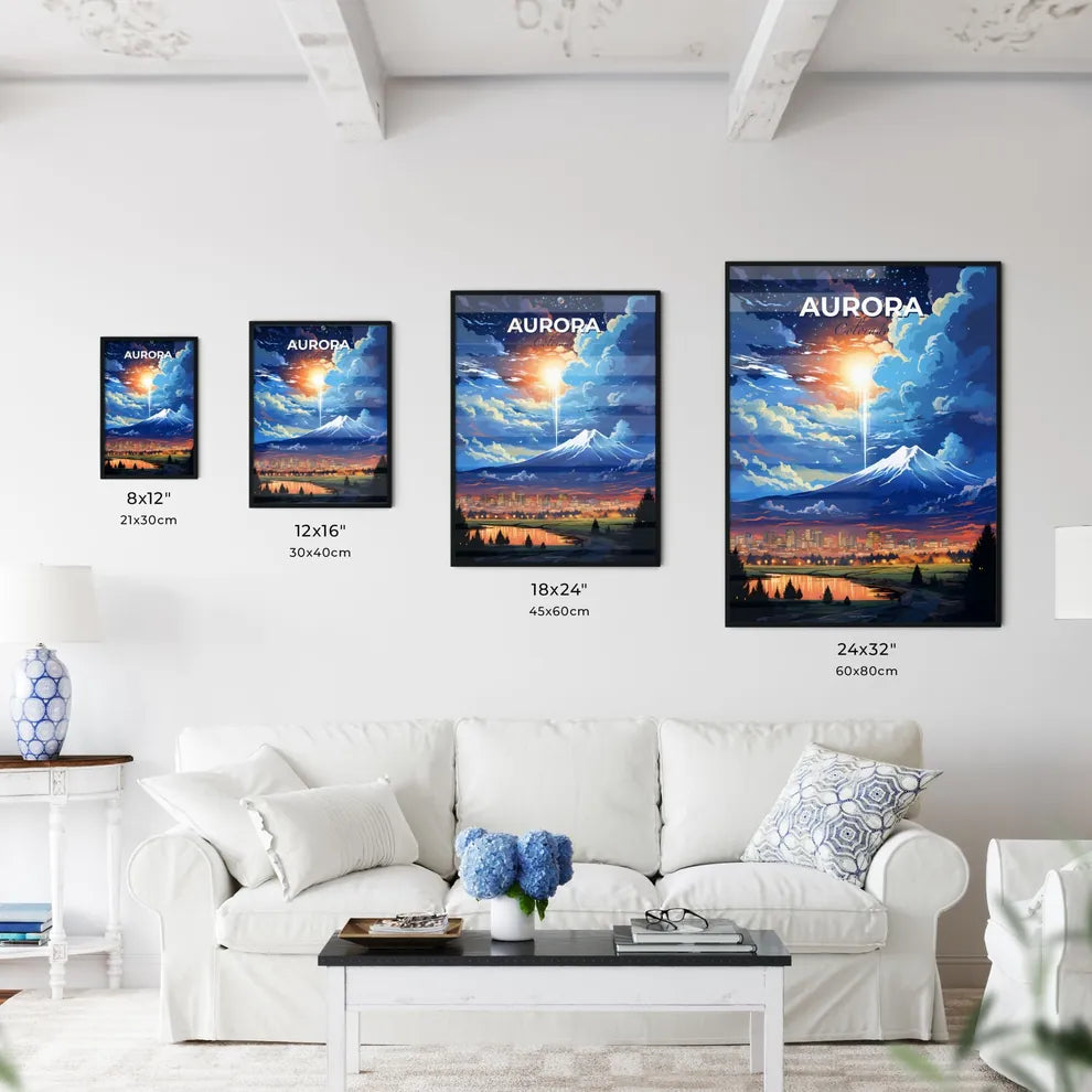 Aurora Colorado Skyline - A Mountain With A Bright Light Coming From It - Customizable Travel Gift Default Title