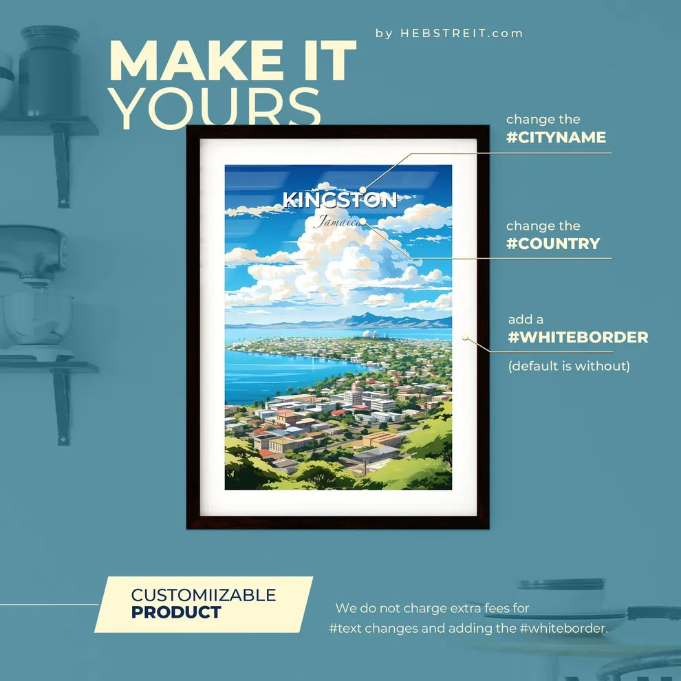 Kingston Jamaica Skyline - A City Next To The Water - Customizable Travel Gift Default Title