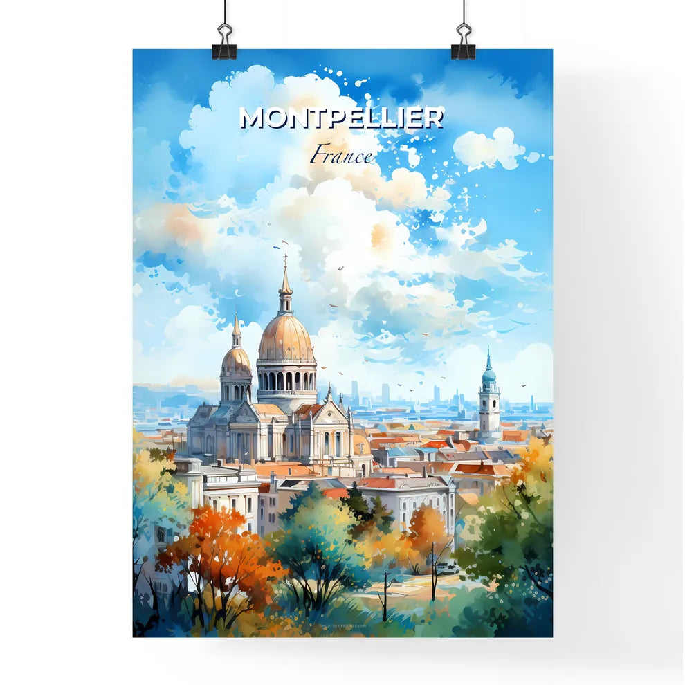 Montpellier France Skyline - A Large Building With Domes And Trees - Customizable Travel Gift Default Title