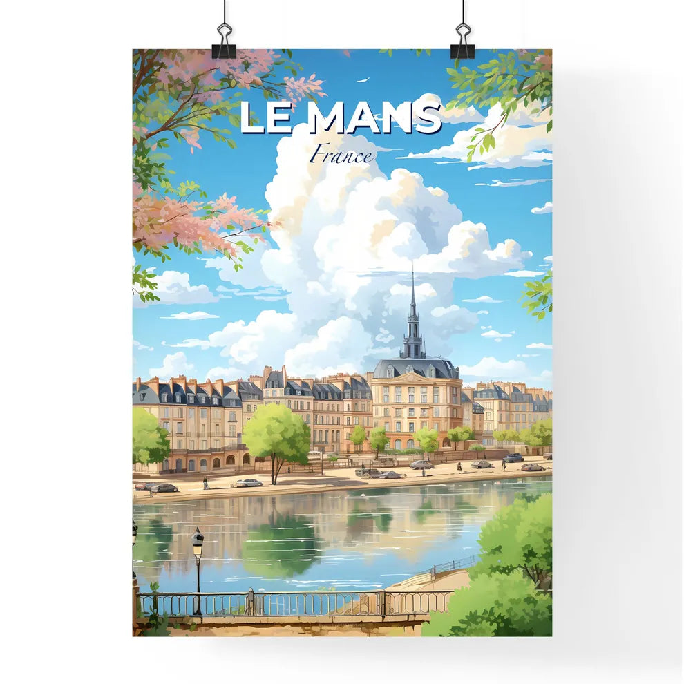 Le Mans France Skyline - A Water Next To A City - Customizable Travel Gift Default Title