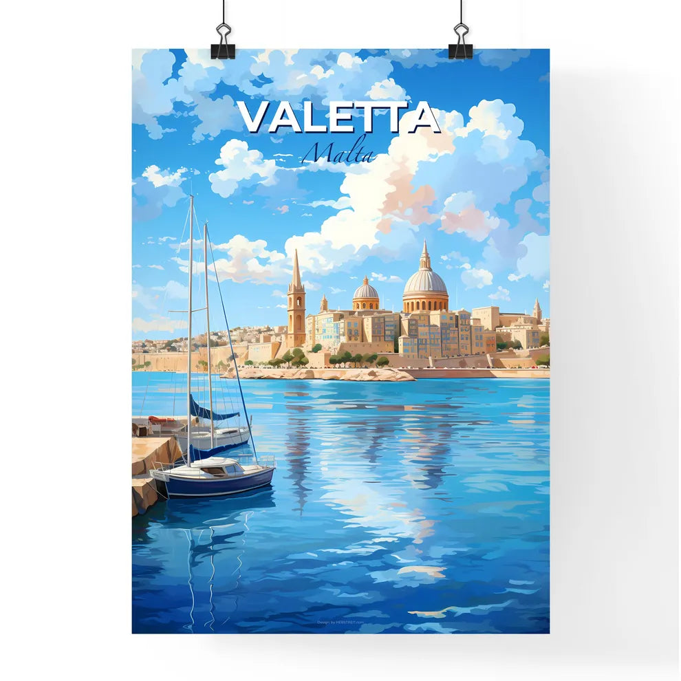 Valetta Malta Skyline - A Sailboat In Front Of A City - Customizable Travel Gift Default Title