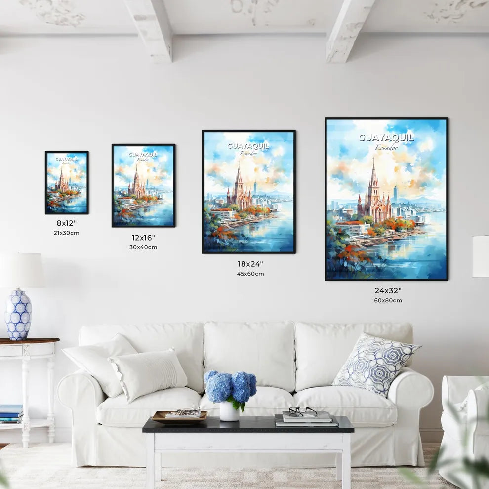 Guayaquil Ecuador Skyline - A Watercolor Painting Of A Church - Customizable Travel Gift Default Title