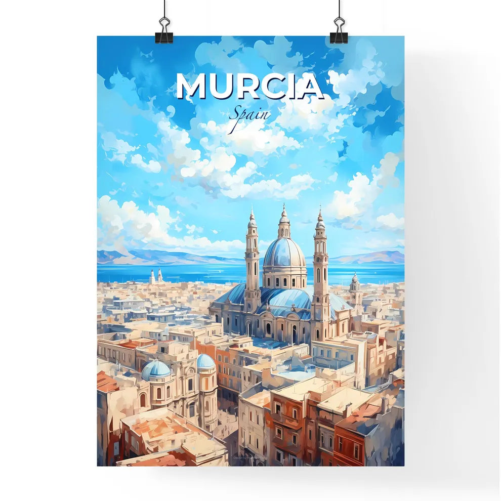 Murcia Spain Skyline - A Large Building With Towers And A Blue Sky With Clouds - Customizable Travel Gift Default Title