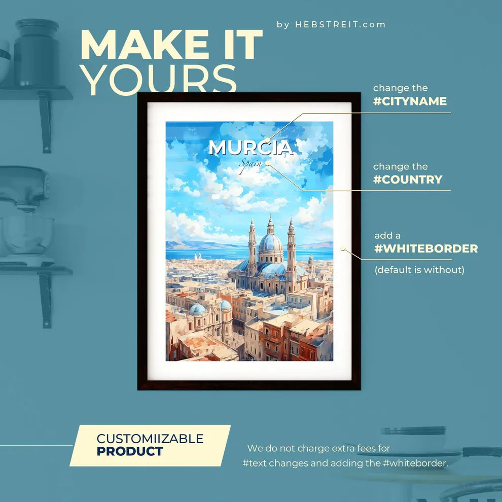 Murcia Spain Skyline - A Large Building With Towers And A Blue Sky With Clouds - Customizable Travel Gift Default Title