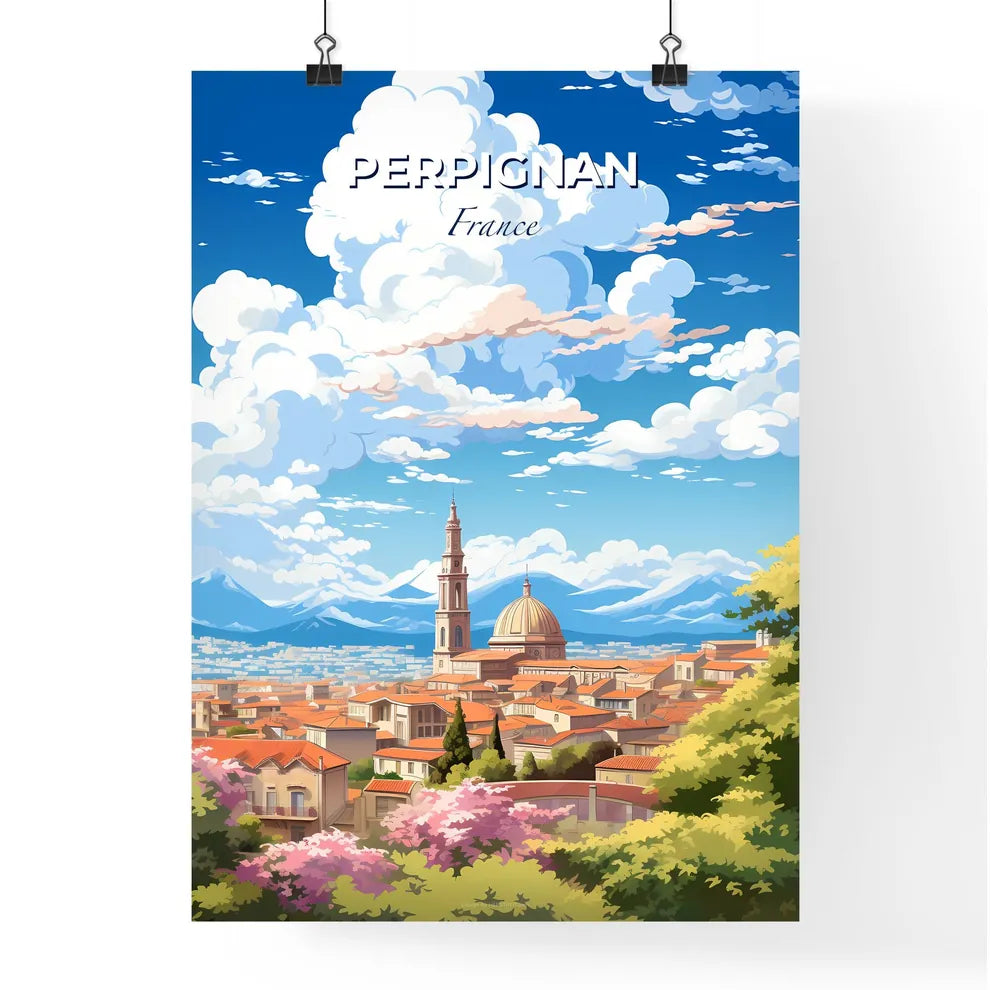 Perpignan France Skyline - A City With A Tower And Trees - Customizable Travel Gift Default Title