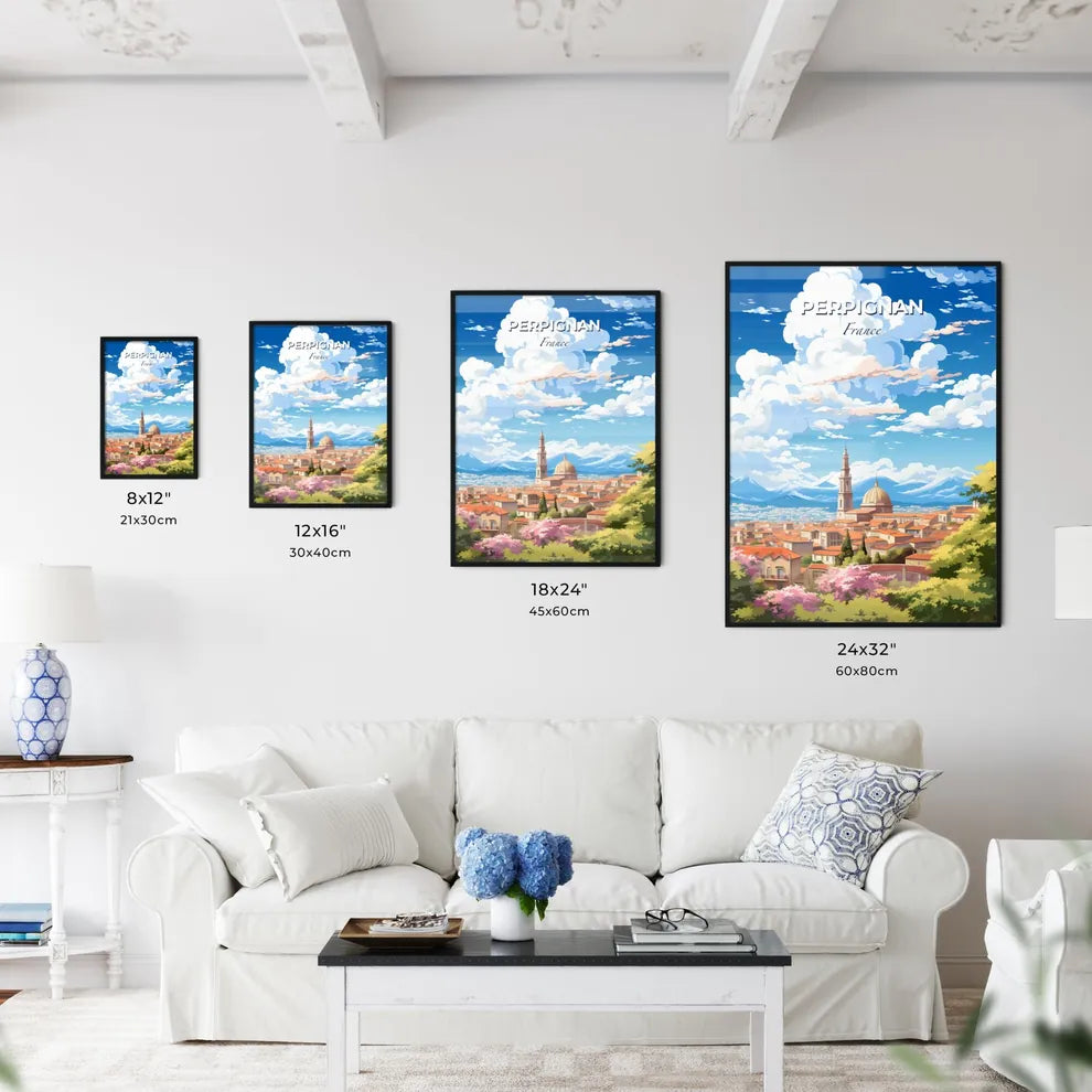 Perpignan France Skyline - A City With A Tower And Trees - Customizable Travel Gift Default Title