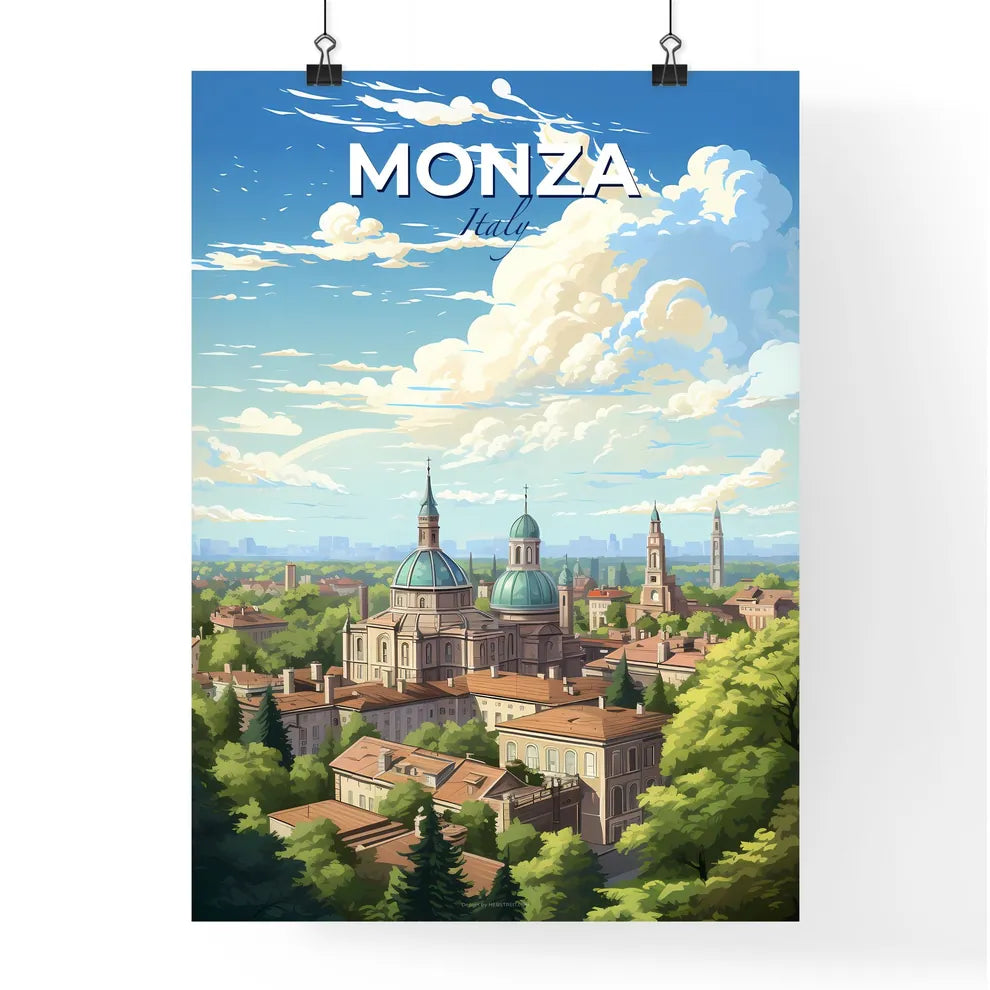 Monza Italy Skyline - A City With Many Buildings And Trees - Customizable Travel Gift Default Title