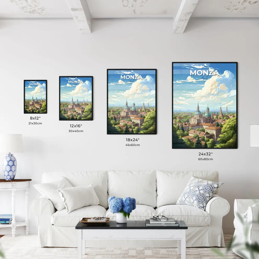 Monza Italy Skyline - A City With Many Buildings And Trees - Customizable Travel Gift Default Title