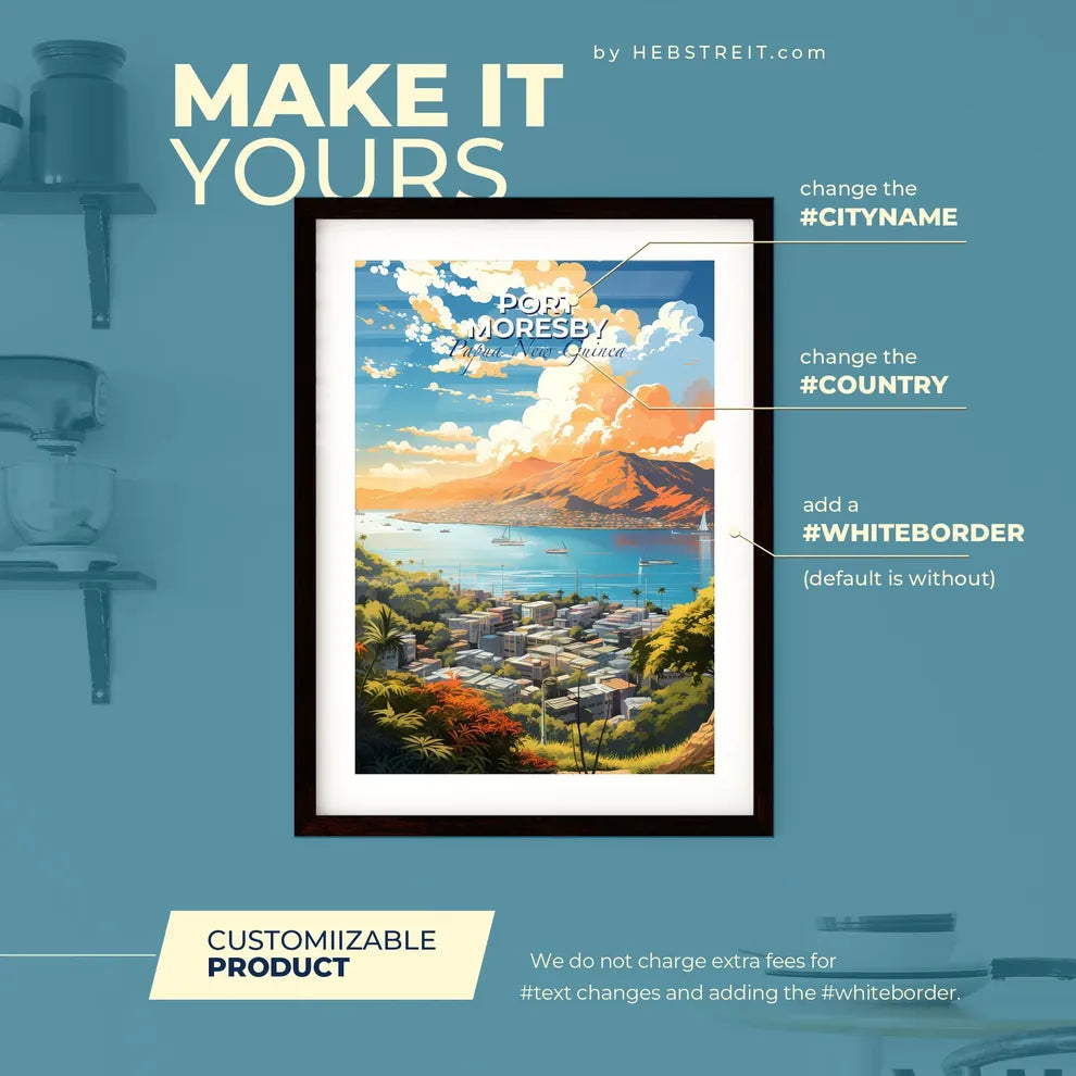 Port Moresby Papua New Guinea Skyline - A City By The Water - Customizable Travel Gift Default Title