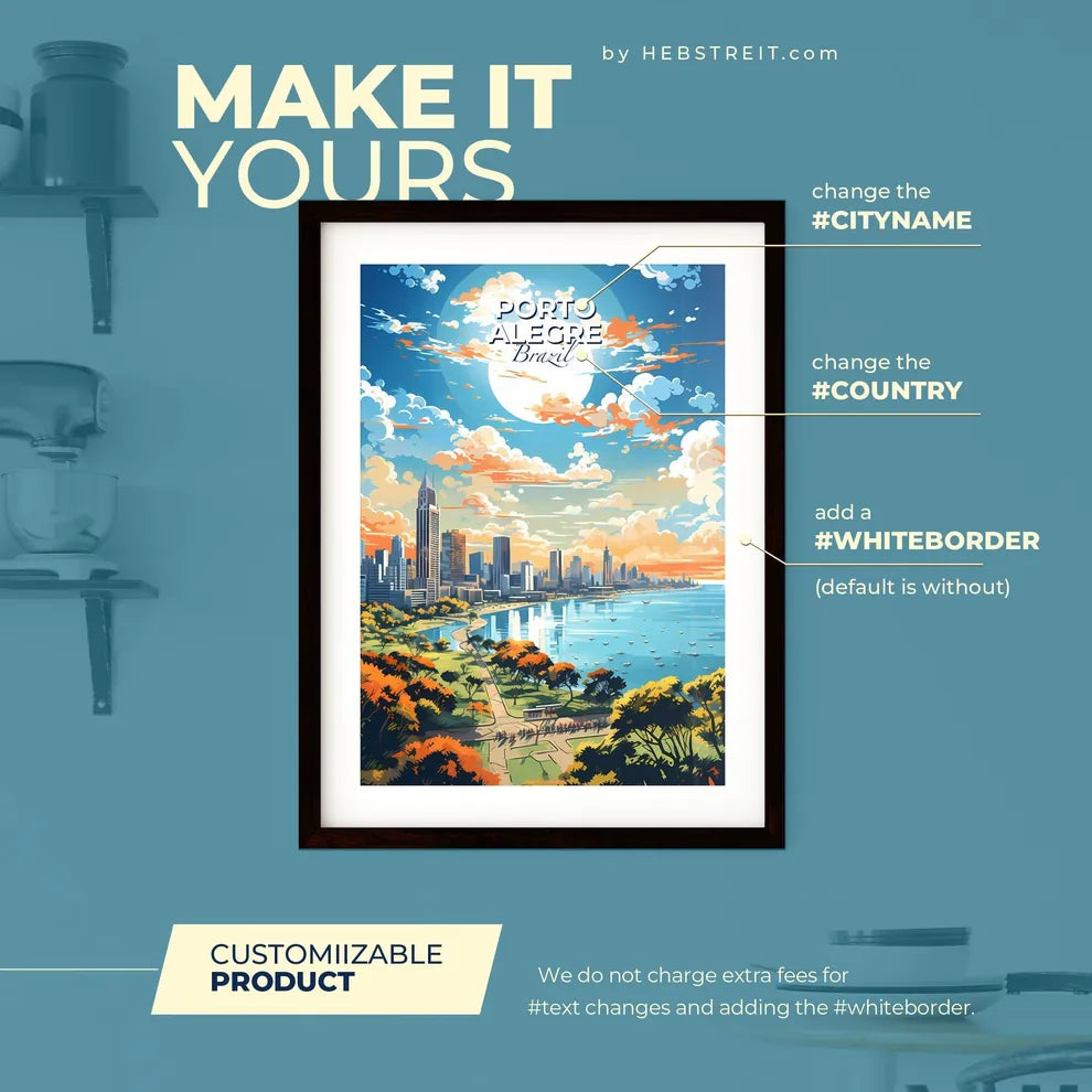 Porto Alegre Brazil Skyline - A City By The Water - Customizable Travel Gift Default Title