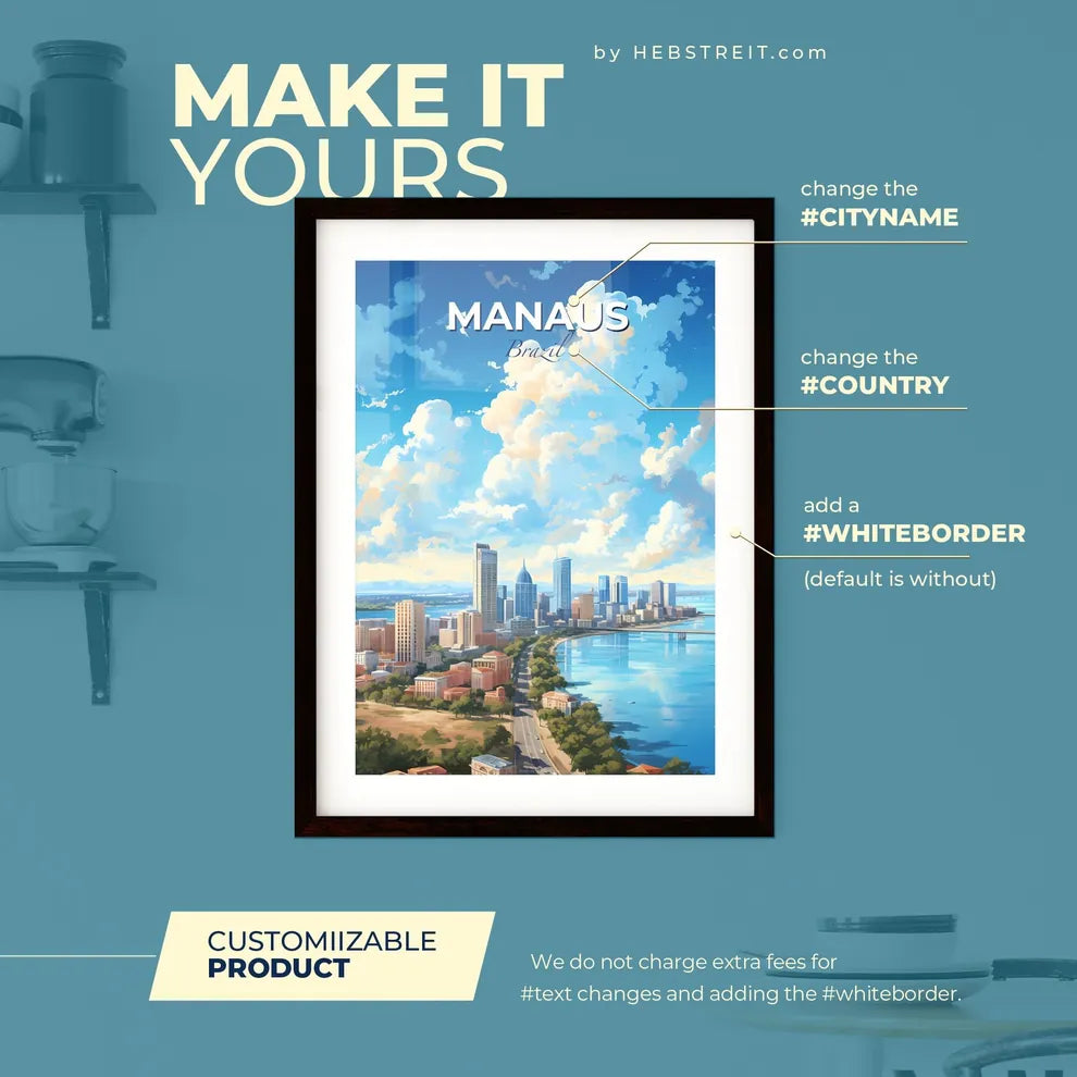 Manaus Brazil Skyline - A City By The Water - Customizable Travel Gift Default Title