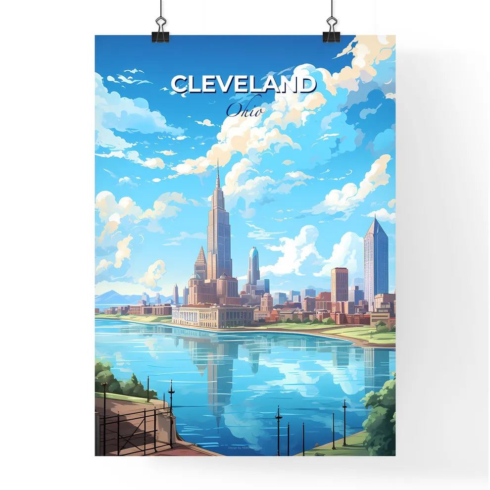 Cleveland Ohio Skyline - A City With A River And A Large Building - Customizable Travel Gift Default Title