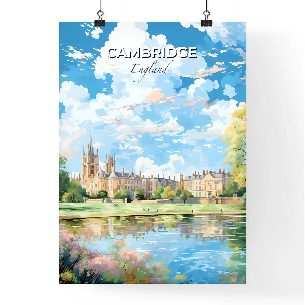 Cambridge England Skyline - A Water Body With Trees And Buildings In The Background - Customizable Travel Gift Default Title