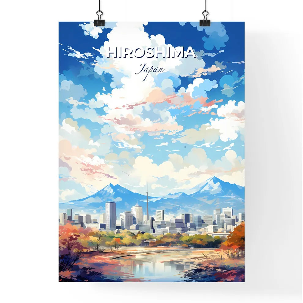 Hiroshima Japan Skyline - A Cityscape With Mountains In The Background - Customizable Travel Gift Default Title