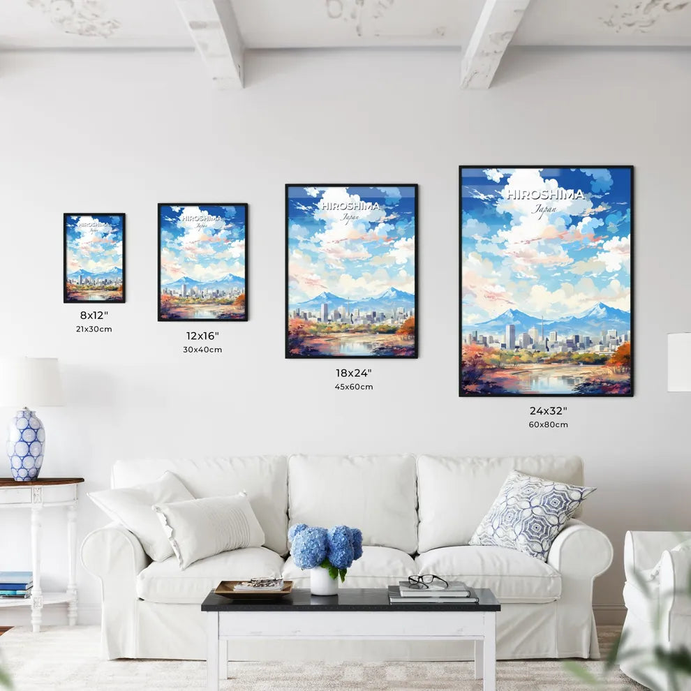 Hiroshima Japan Skyline - A Cityscape With Mountains In The Background - Customizable Travel Gift Default Title