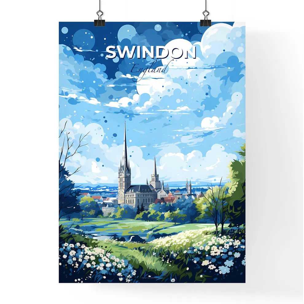Swindon England Skyline - A Landscape With A Castle And Trees - Customizable Travel Gift Default Title