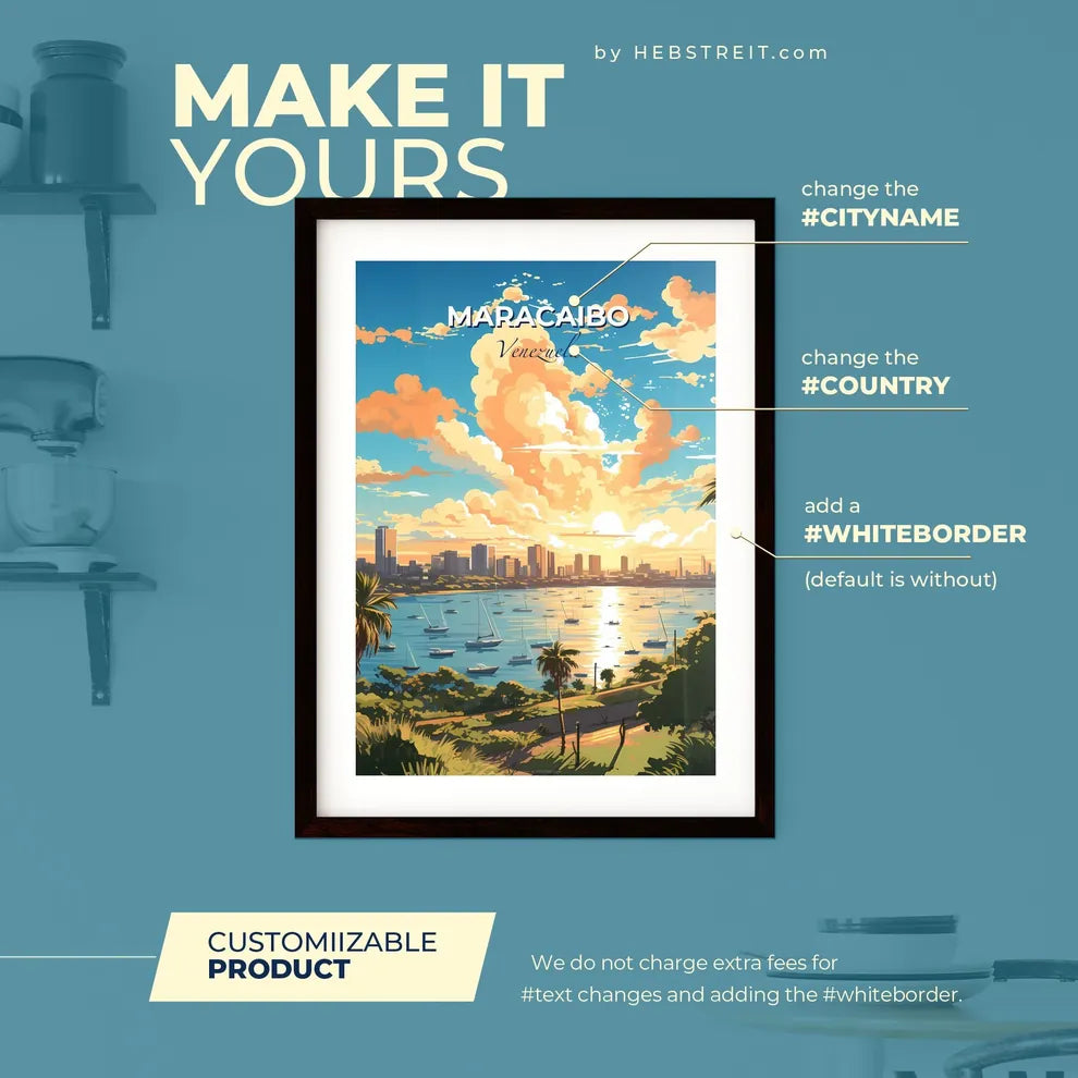 Maracaibo Venezuela Skyline - A City Skyline With Boats In Water - Customizable Travel Gift Default Title