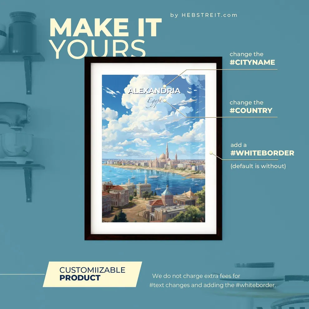 Alexandria Egypt Skyline - A City By The Water - Customizable Travel Gift Default Title