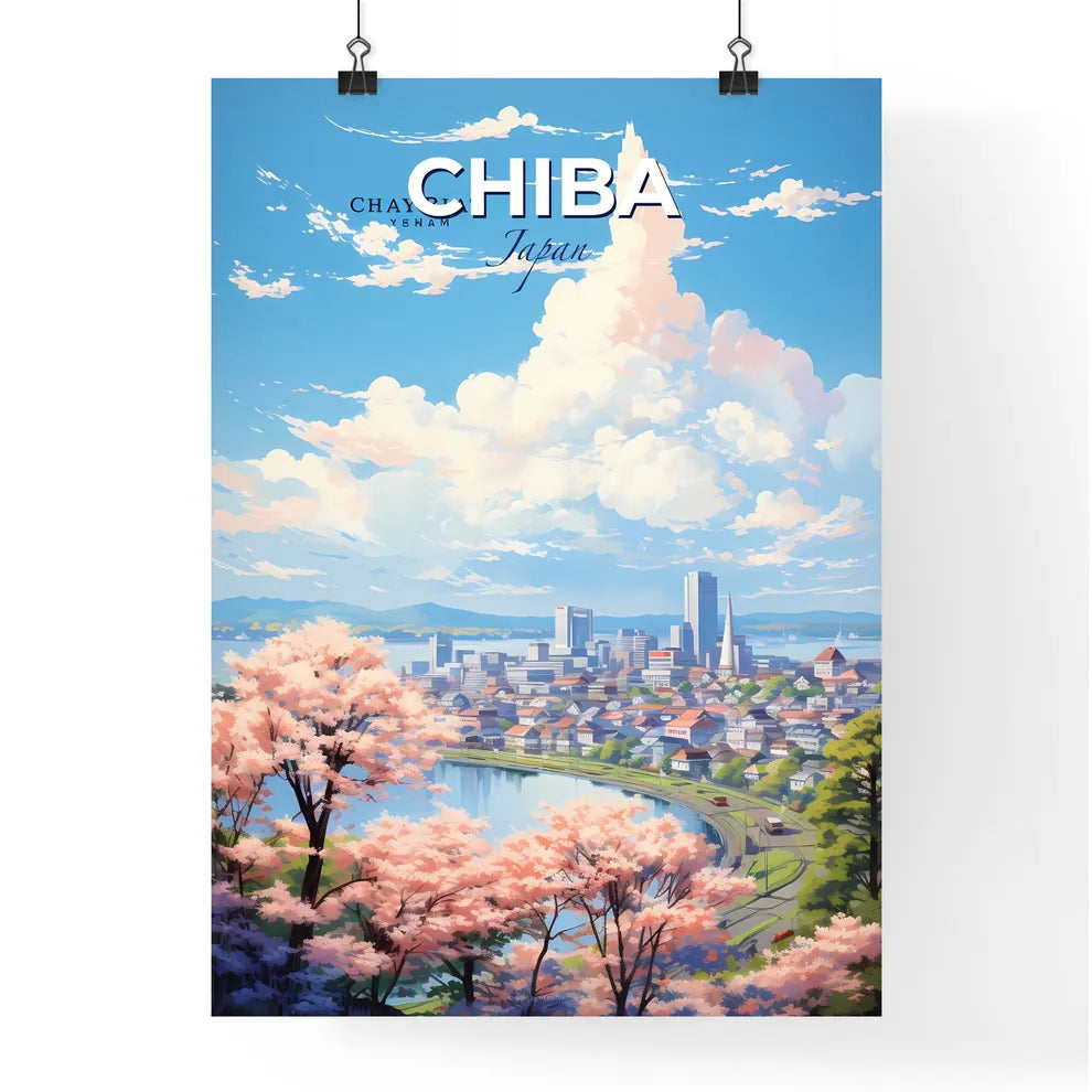 Chiba Japan Skyline - A City With Pink Flowers And A River - Customizable Travel Gift Default Title