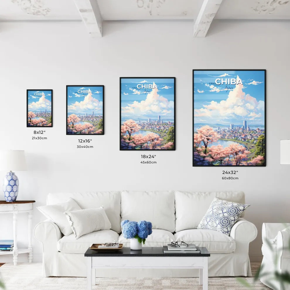 Chiba Japan Skyline - A City With Pink Flowers And A River - Customizable Travel Gift Default Title