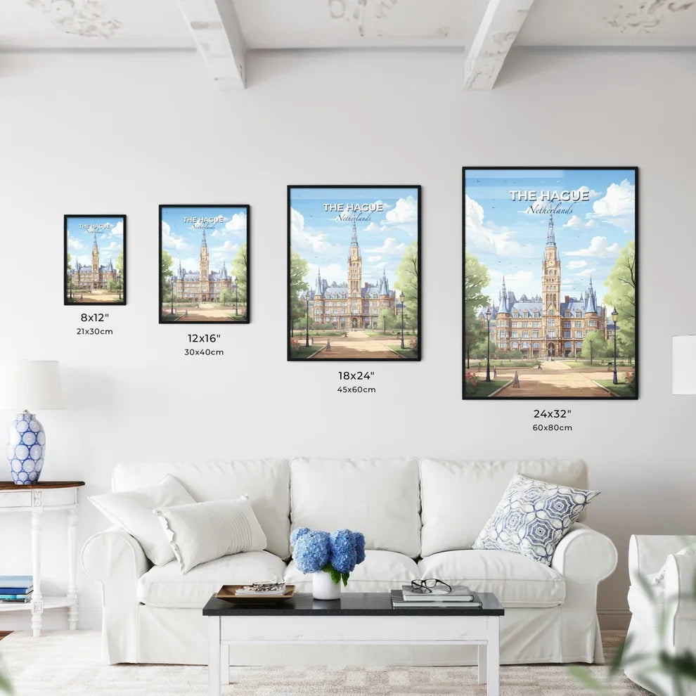 The Hague Netherlands Skyline - A Large Building With A Clock Tower - Customizable Travel Gift Default Title