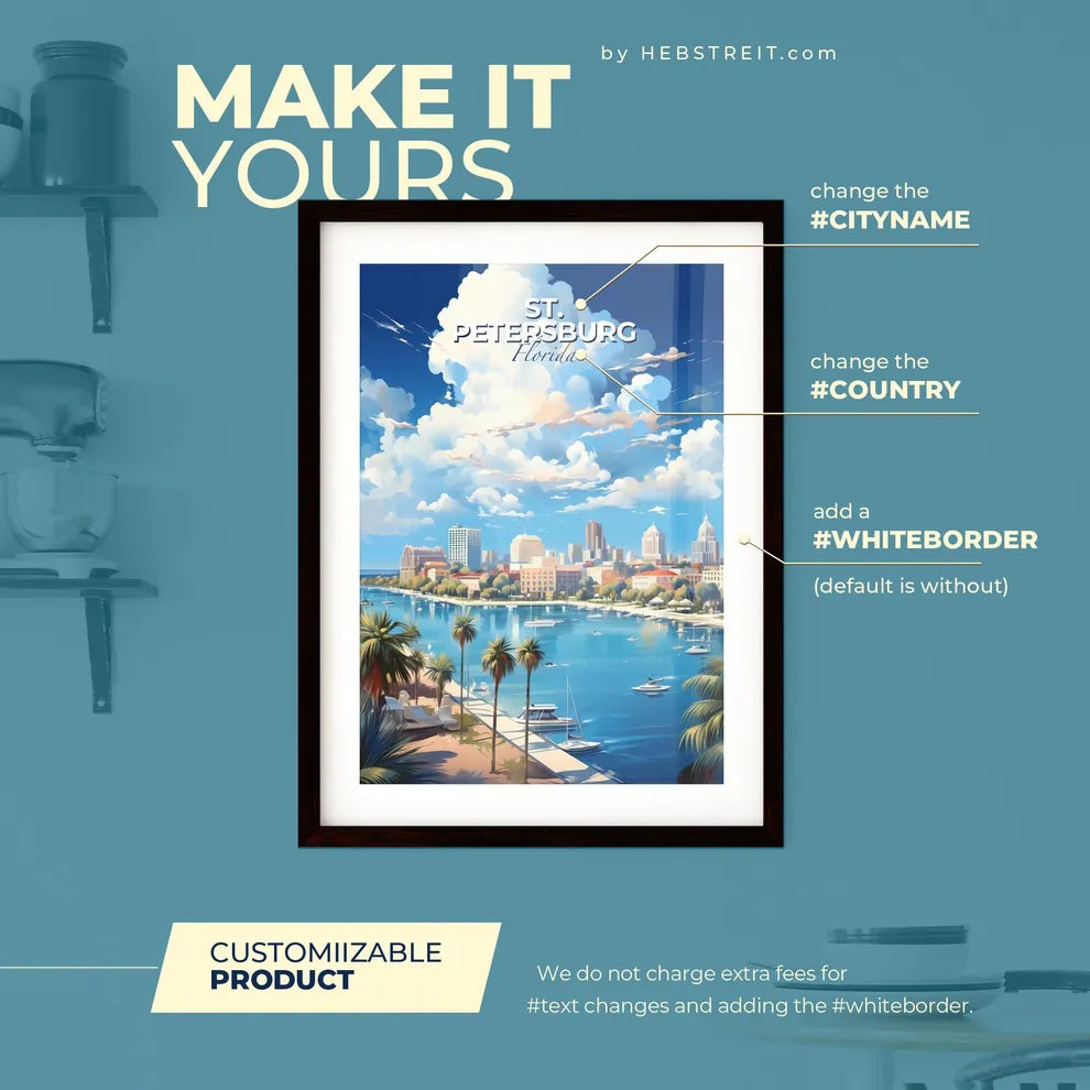 St Petersburg Florida Skyline - A Water Way  Framed Print