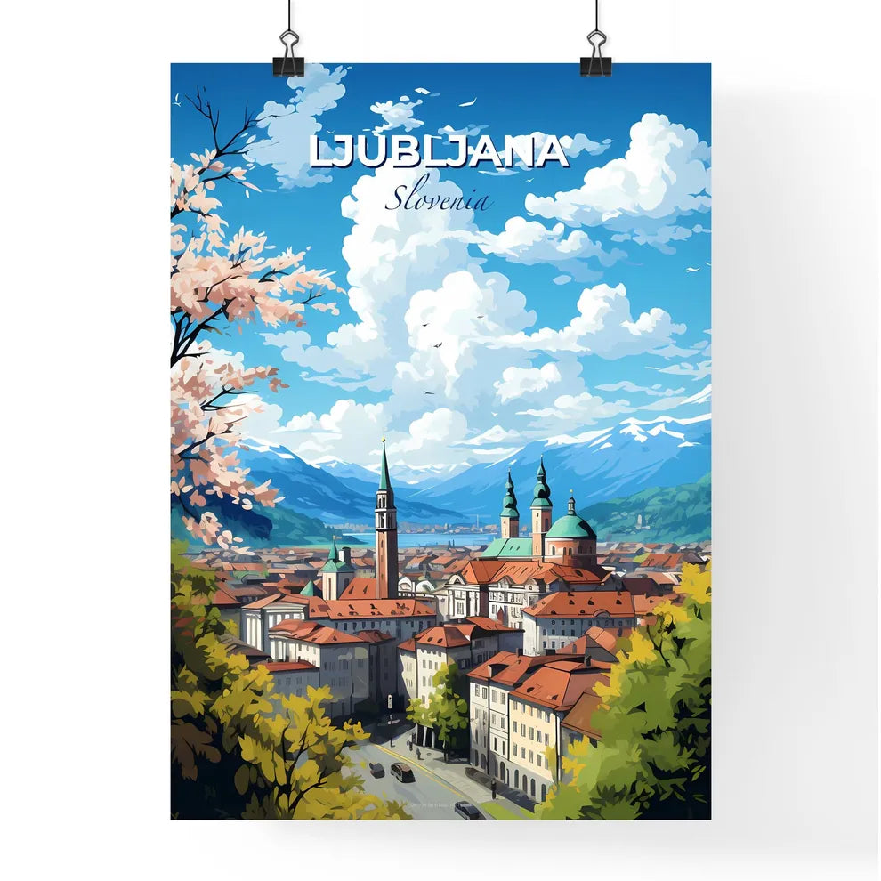 Ljubljana Slovenia Skyline - A City With Trees And Mountains In The Background - Customizable Travel Gift Default Title