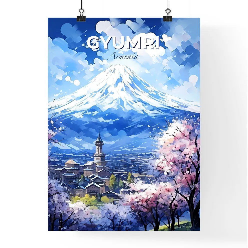 Gyumri Armenia Skyline - A Mountain With A Snowy Peak - Customizable Travel Gift Default Title