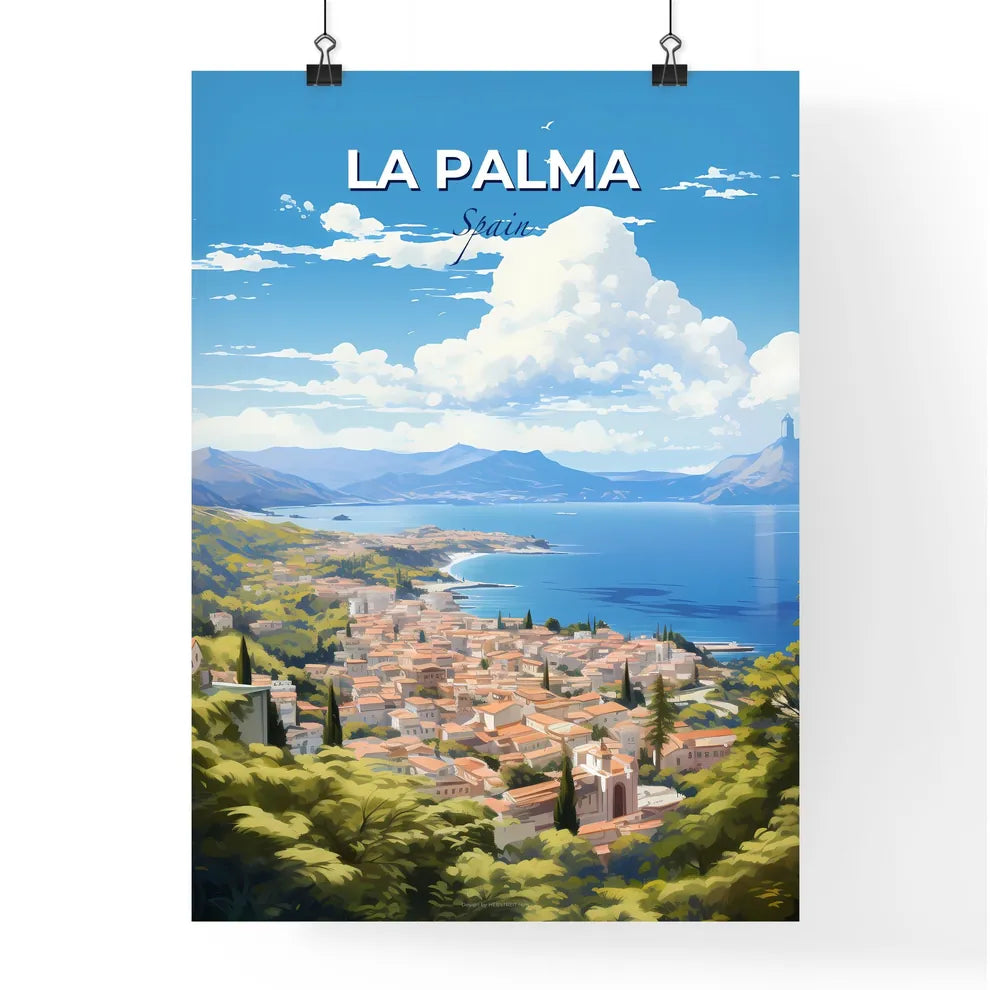 La Palma Spain Skyline - A Town On A Hill By A Body Of Water - Customizable Travel Gift Default Title