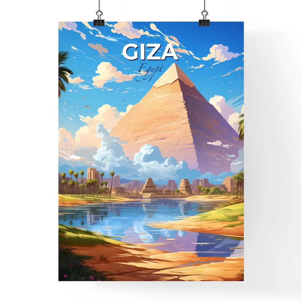 Giza Egypt Skyline - A Pyramids And A Body Of Water - Customizable Travel Gift Default Title