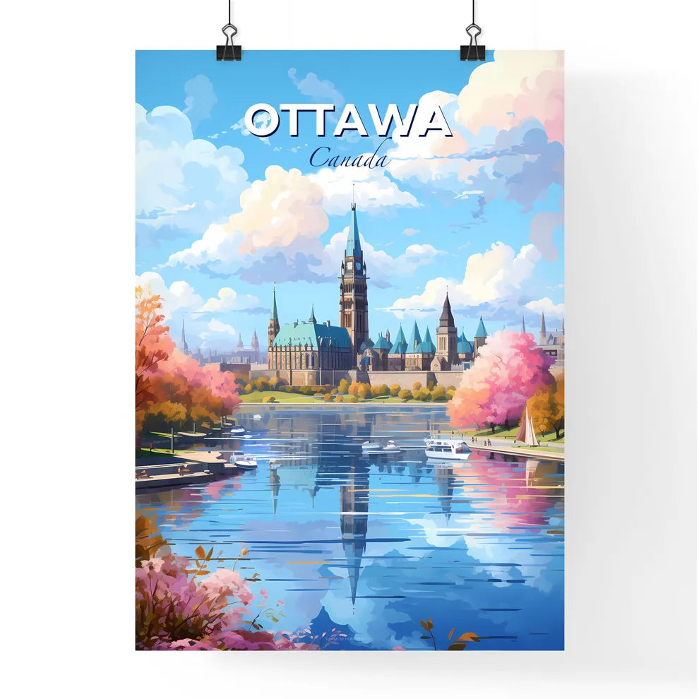 Ottawa Canada Skyline - A Castle With Trees And A Lake - Customizable Travel Gift Default Title