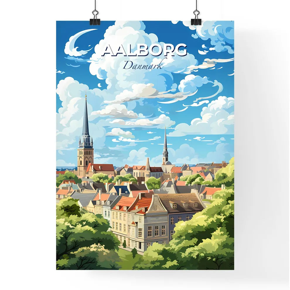 Aalborg Danmark Skyline - A City With Trees And Buildings - Customizable Travel Gift Default Title