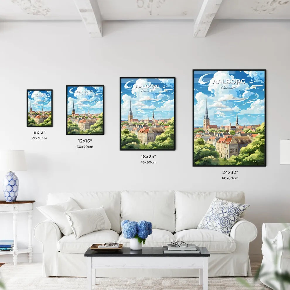 Aalborg Danmark Skyline - A City With Trees And Buildings - Customizable Travel Gift Default Title