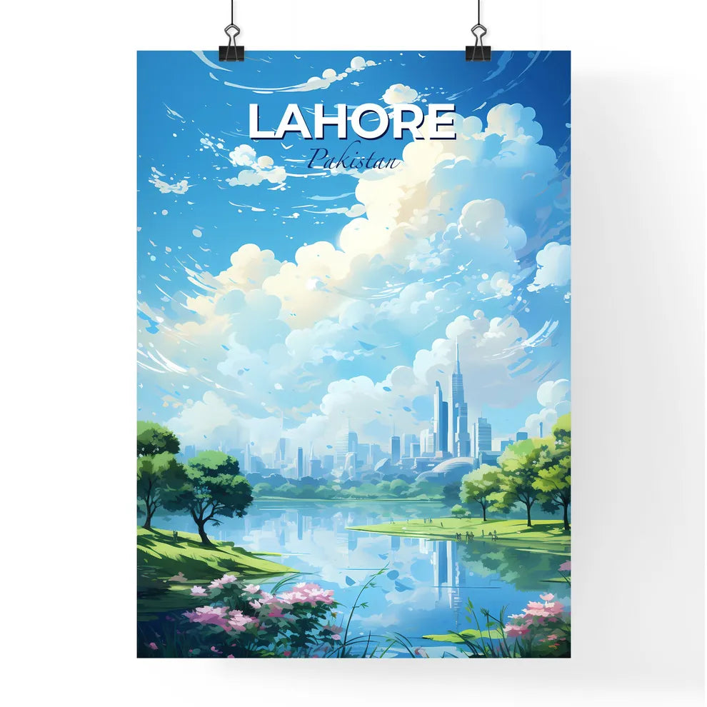 Lahore Pakistan Skyline - A Landscape Of A City With Trees And A River - Customizable Travel Gift Default Title