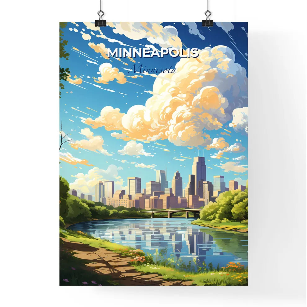 Minneapolis Minnesota Skyline - A River With A Bridge And A City In The Background - Customizable Travel Gift Default Title